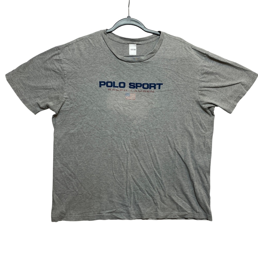 Polo Sport T-Shirt Mens L Grey Ralph Lauren Logo Graphic Short Sleeve Tee